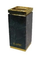Lobby Dustbin — SS + Natural Stone, L300×W300×H680mm