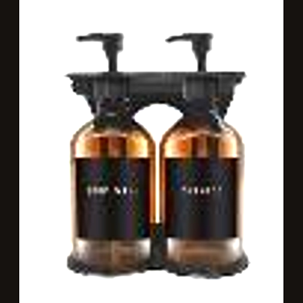 Manual Pump Soap Dispenser — Wooden Finish, 300ml × 2